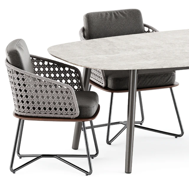 Rivera Little Armchair by Minotti and Ellisse table by Varaschin — Descargar