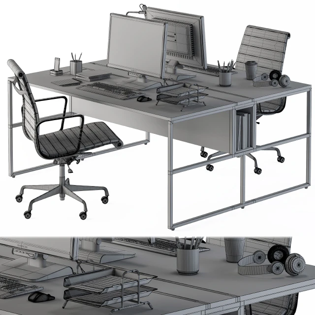 Office Furniture Employee Set Black — Скачать