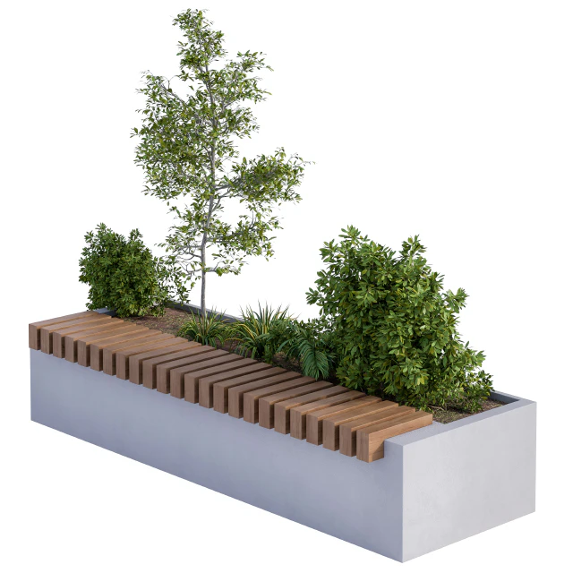 Urban Furniture / Architecture Bench with Plants Box01 — Скачать
