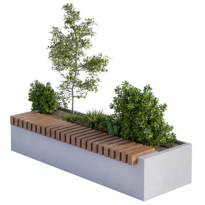 Urban Furniture / Architecture Bench with Plants Box01 — Вид 3