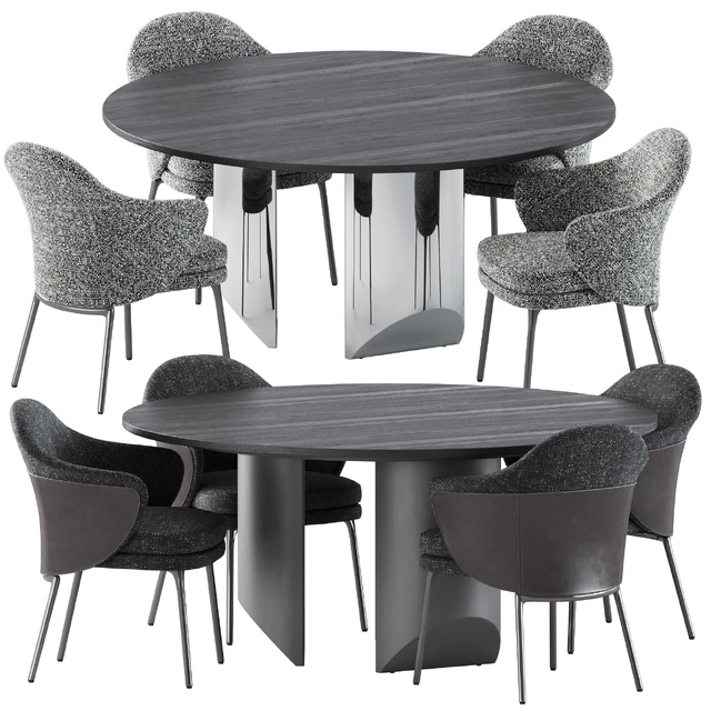 Angie chairs and Wedge table by Minotti — Скачать
