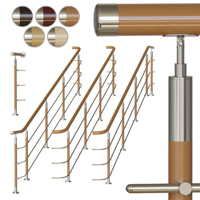 Stainless steel railing with wood inserts 2 — Descargar
