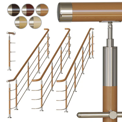 Stainless steel railing with wood inserts 2 — Ver 1