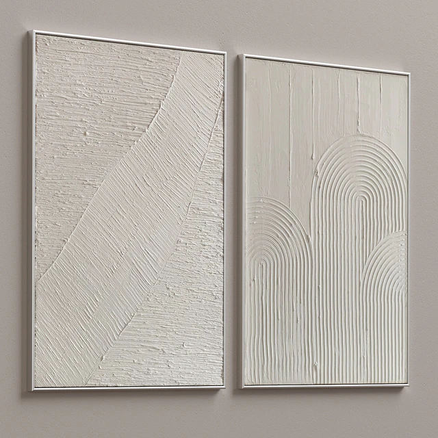 Mid-Century Beige Textural Plaster Wall Art C-460 — Descargar