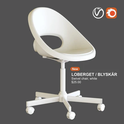 IKEA LOBERGET / BLYSKAR Swivel chair, white — Ver 1