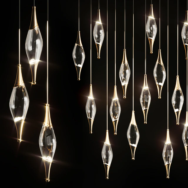 Drop pendant lamp with metal tips FAME — Descargar