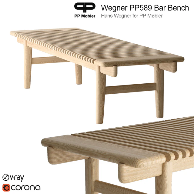 Hans Wegner PP Mobler 589 bar bench — Descargar