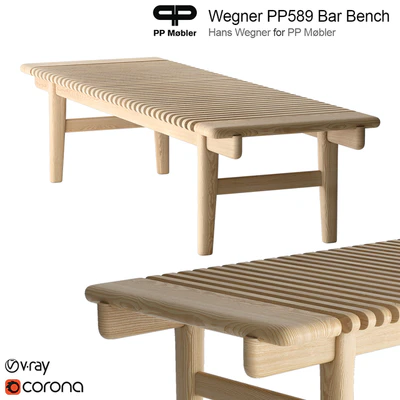 Hans Wegner PP Mobler 589 bar bench — Ver 1