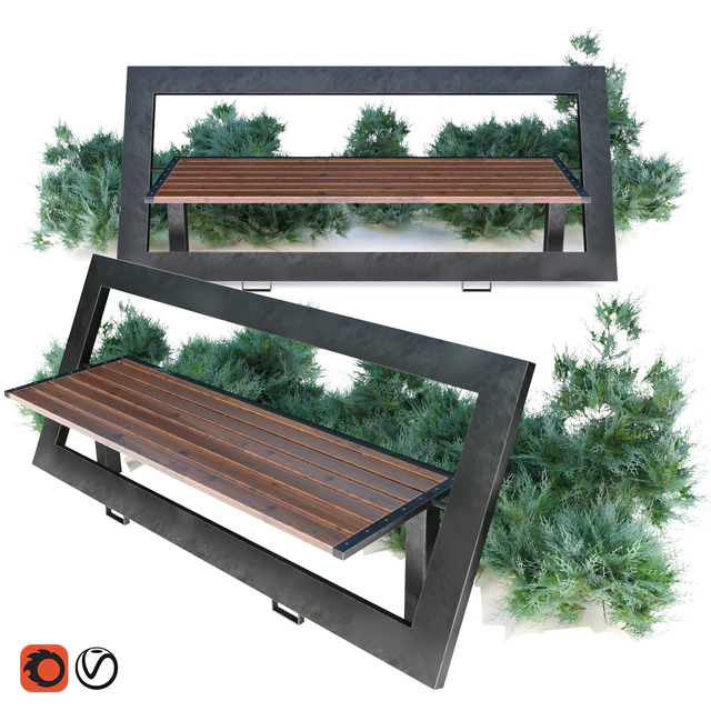 bench with juniper — Скачать