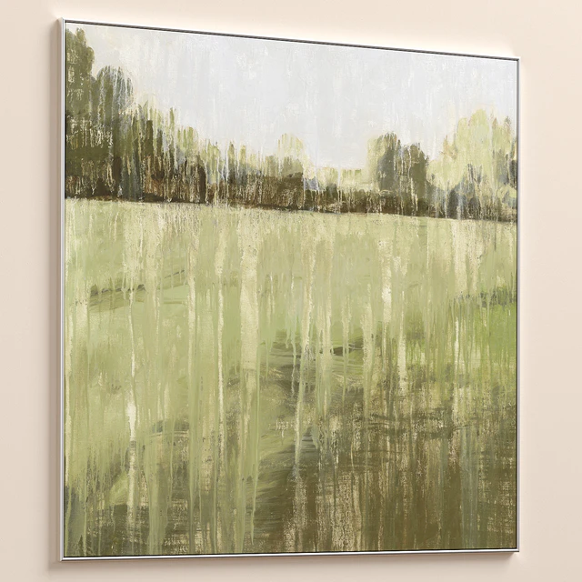Green Accent Abstract Landscape Large Wall Art C-552 — Скачать