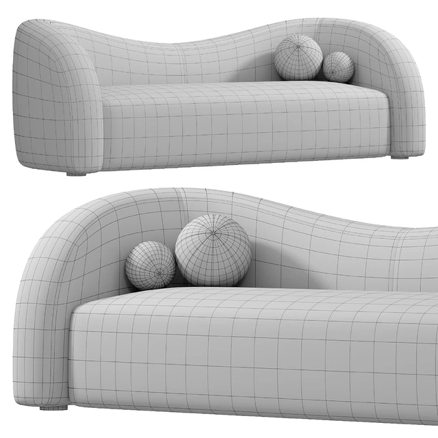Boucle Upholstered Curved 2 Seater Sofa for Living Room — Скачать