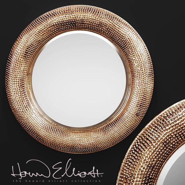 Raymus Mirror by Howard Elliott, copper decor, round, disc, metal, decorative, wall decor, luxury, mirror — Descargar