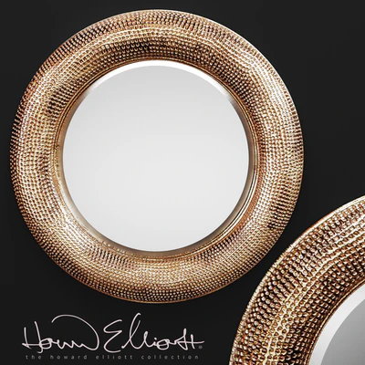 Raymus Mirror by Howard Elliott, copper decor, round, disc, metal, decorative, wall decor, luxury, mirror — Ver 1