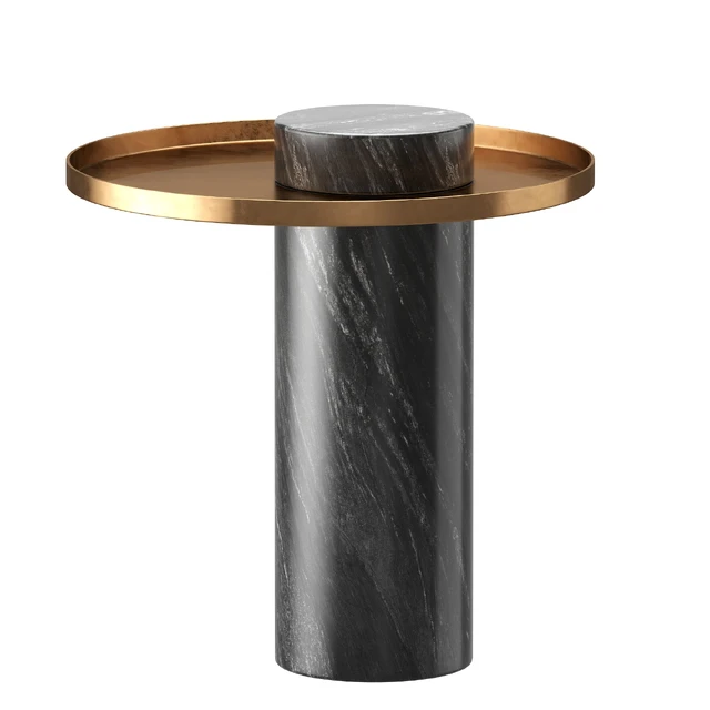 Pillar Side Table in Black Marble & Brushed Gold design by Nuevo — Скачать
