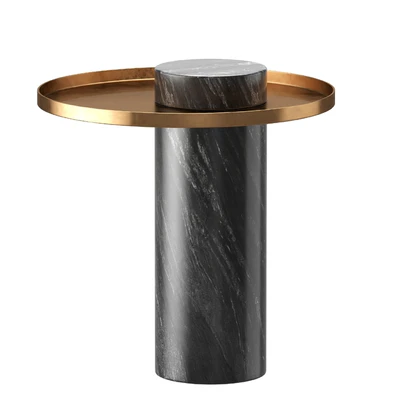 Pillar Side Table in Black Marble & Brushed Gold design by Nuevo — Скачать