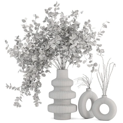 Indoor Dry Plants in rusty Concrete Pots - Set 80 — Ver 3