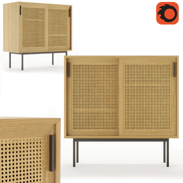 WASKA wardrobe with 2 sliding doors with wicker stakes (LA REDOUTE INTERIEURS) — Descargar