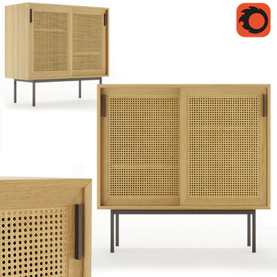 WASKA wardrobe with 2 sliding doors with wicker stakes (LA REDOUTE INTERIEURS) — Ver 1
