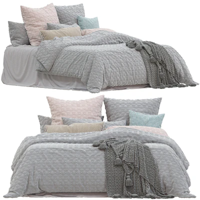 Adairs Duke Velvet Silver Quilted Quilt Cover Pillowcases — Ver 1