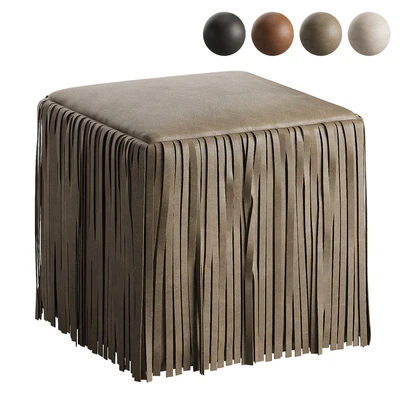Leather pouf with fringes — Ver 1
