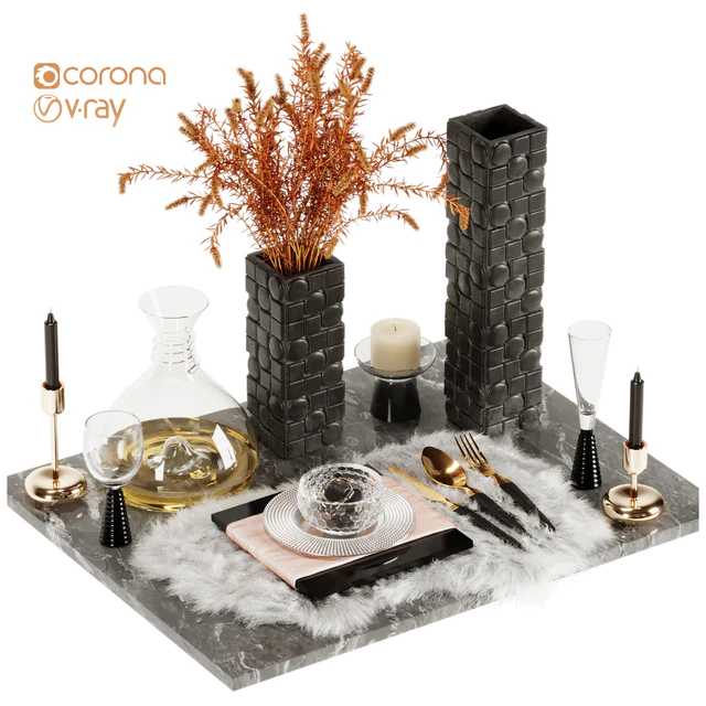 Luxury Fur Place Mat Dinner Table — Скачать