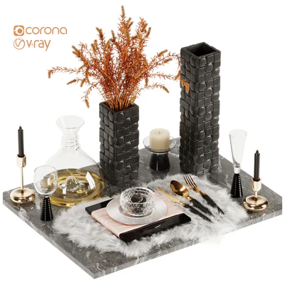 Luxury Fur Place Mat Dinner Table — Вид 1