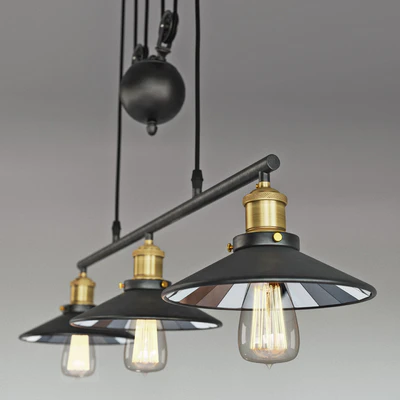 Vintage Loft Industrial LED American Country pulley pendant light — Вид 2
