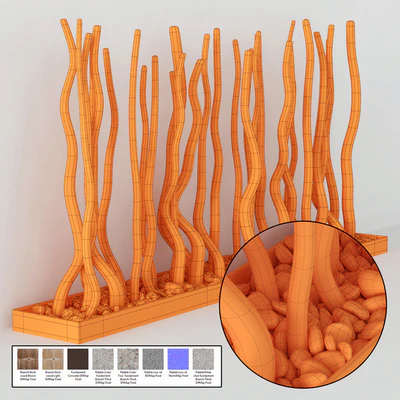 Branch thick fundamen pebble / Ветки толстые на основании с галькой — Вид 2