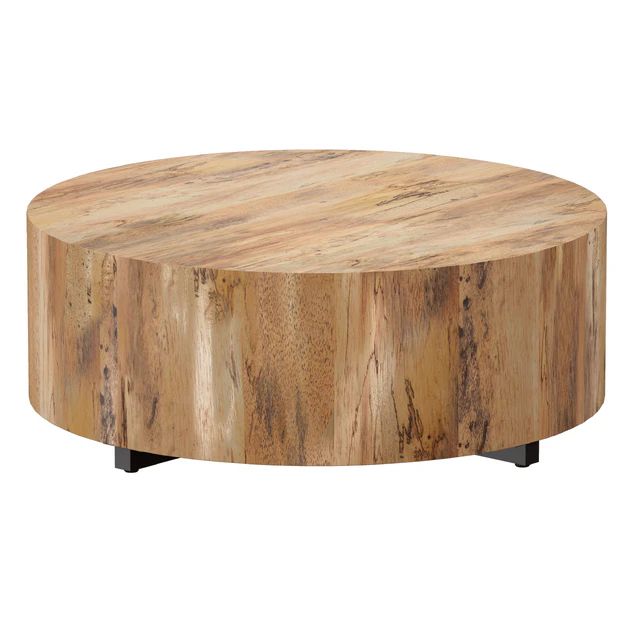 Dillon Spalted Primavera Round Wood Coffee Table (Crate and Barrel) — Descargar