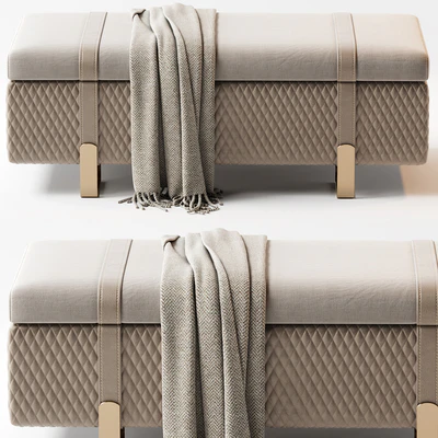 Modern Italian Designer Quilted Leather Ottoman Bench — Ver 5