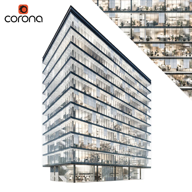 Modern office building 04 | night + interiors — Descargar