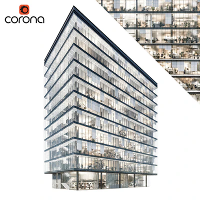 Modern office building 04 | night + interiors — Ver 1