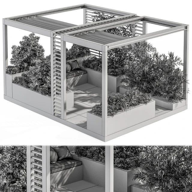 Roof Garden and Landscape Furniture with Pergola - Set 38 — Скачать