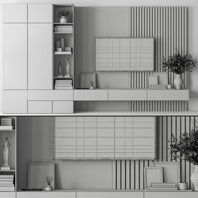TV Wall Black and Wood - Set 35 — Ver 2