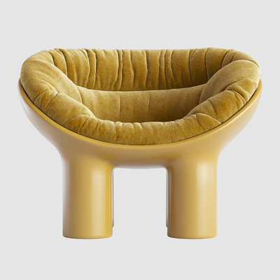 Roly Poly Polyethylene Armchair in Concrete with Cushions by Faye Toogood — Ver 3