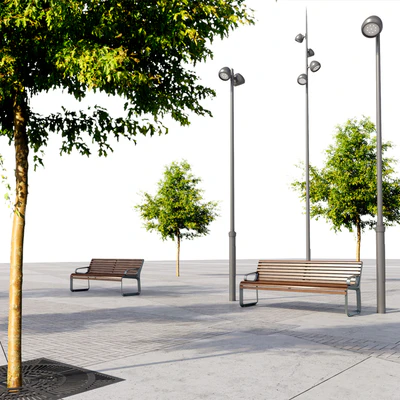 Paving concrete plates mix HR / street furniture 06 — Ver 2