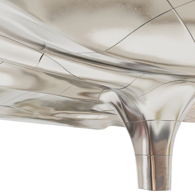 Wavy ceiling with column in three materials — Descargar