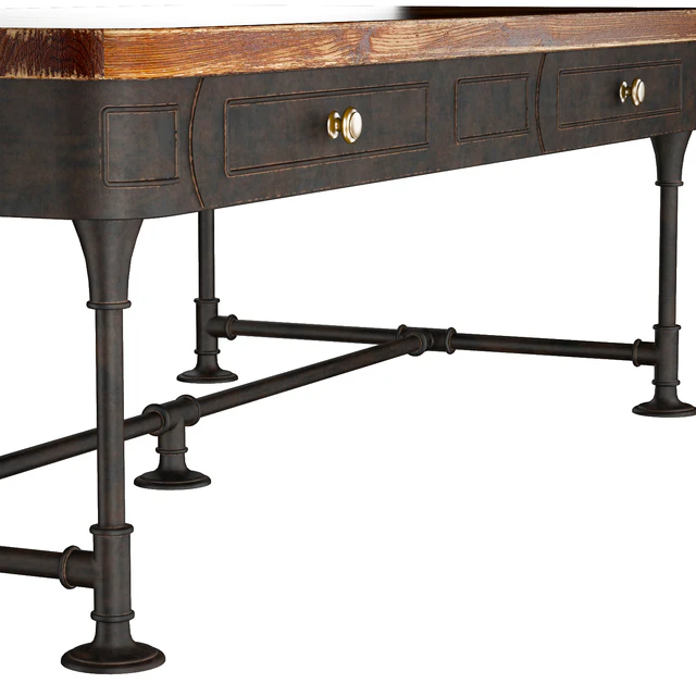 Post Rustic Iron 2-Drawer Mango Wood Coffee Table — Descargar