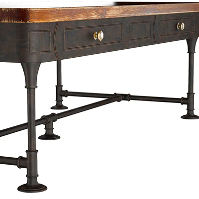 Post Rustic Iron 2-Drawer Mango Wood Coffee Table — Ver 3