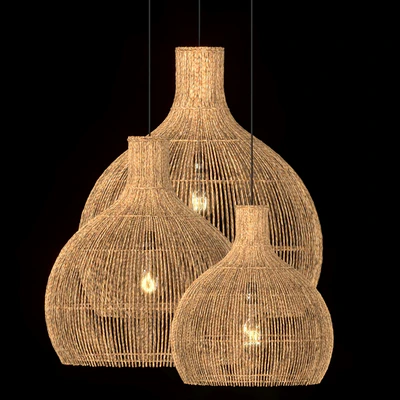 Hanging vintage rattan lamp — Ver 4