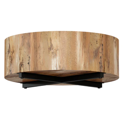 Dillon Spalted Primavera Round Wood Coffee Table (Crate and Barrel) — Ver 3