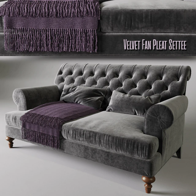Velvet Fan Pleat Settee | RALF Coffee table — Скачать