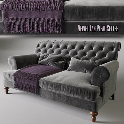 Velvet Fan Pleat Settee | RALF Coffee table — Вид 1