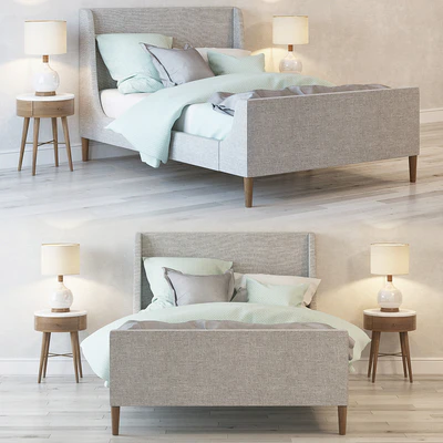 Bed Upholstered Sleigh Bed — Ver 1