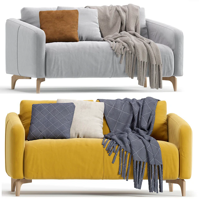 Sofa Ljeri Mini Barhat Beige Velvet Light by Divan.ru 4 Colors / Диван Льери Мини — Скачать