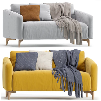 Sofa Ljeri Mini Barhat Beige Velvet Light by Divan.ru 4 Colors / Диван Льери Мини — Вид 5