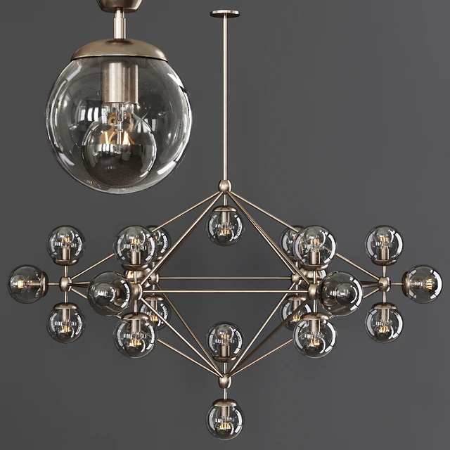 Modo 6 Sided Chandelier 21 Globes Bronze and Gray Glass — Скачать