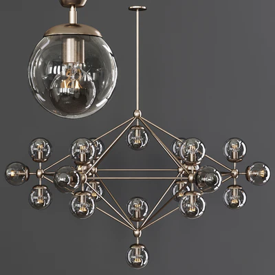 Modo 6 Sided Chandelier 21 Globes Bronze and Gray Glass — Вид 1