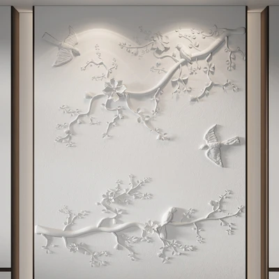 Bas-relief Branches Birds — Ver 4