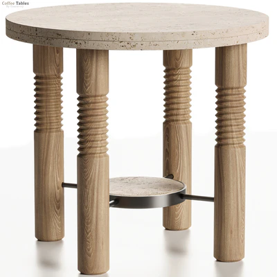 Crate & barrel - Revival Square Coffee Table and Round Side Table Set — Ver 2